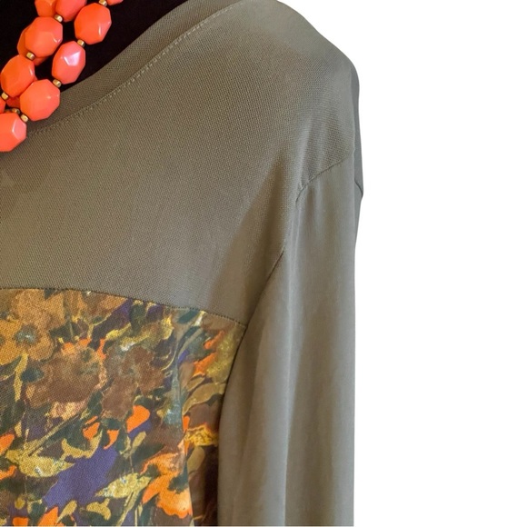 🔥SALE🔥LOGO LAYERS BY LORI GOLDSTEIN SHEER MESH LONG SLEEVE PRINT TOP SZ L - Picture 12 of 12